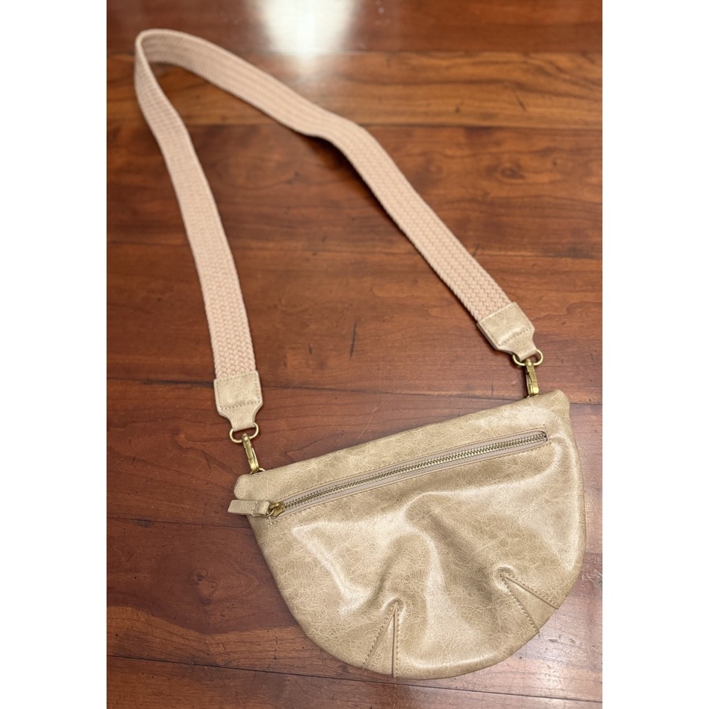 Anthropologie Ada Convertible Belt‎ Bag Crossbody Sling Neutral Tan Distressed